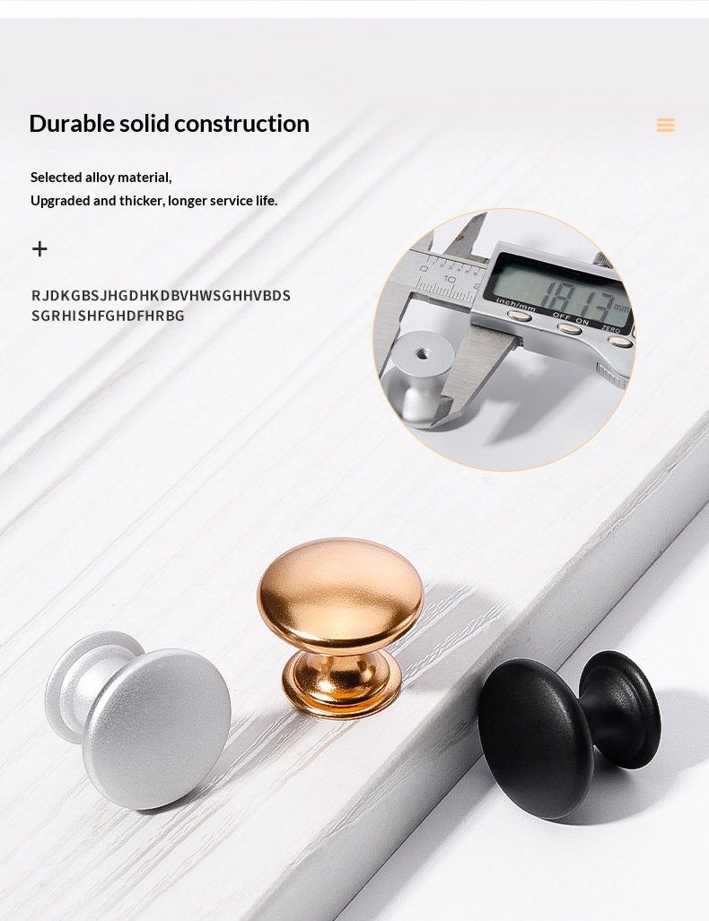 Gold Black Single-Hole Aluminum Alloy Light Luxury Nordic Modern American-Style Furniture Handle for Cabinet Wardrobe Drawer