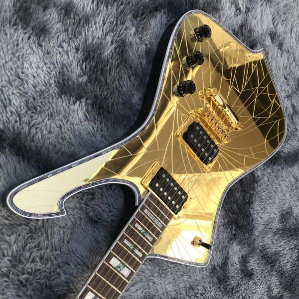 Grand Custom Gold Crack Mirror Paul PS10LTD Guitar Ice Man White Binding Electric Guitar