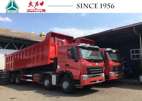 A7 8X4 HOWO Dump Truck 30 CBM 420 HP Euro 4 Flat Roof For Quarry Philippines