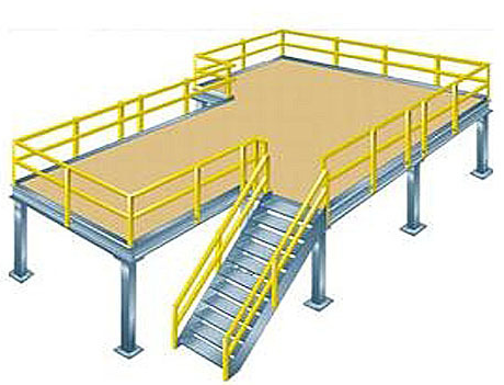 Free Standing Industrial Mezzanine Floors High Density Steel Material For Construction