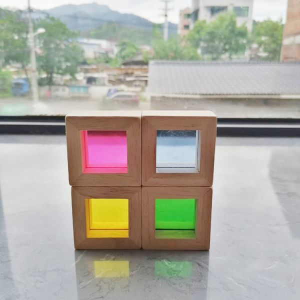 Arco iris en colores pastel del apilador de madera del arco iris de los niños los 8.66in que apila el juguete