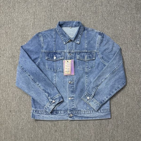 Men's Oversized Tracksuit Casual Custom Jacket Suit 2 Piece Sets with Denim Fabric