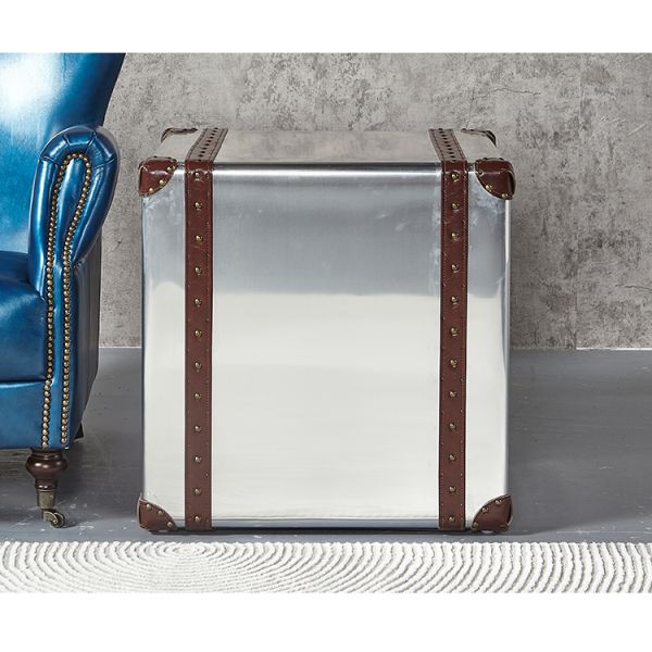 Nidea #321 Industrial-Style Aluminum Panel Riveted Metal Retro Handmade Durable Side Corner Table for Living Room Coffee Shops  Bars