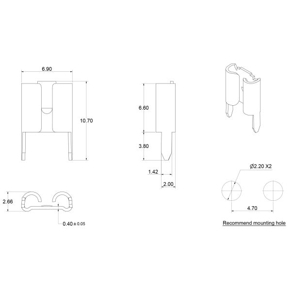 2 патрон предохранителя ATO терминала 32V лезвия Pin закрепляет быстрый контакт предохранительного патрона металла
