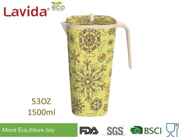 Disposable Plastic Beverage Jug FDA Pass Dishwasher Safe With Obstract Flowers Prints