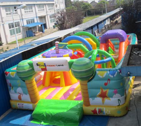 Custom Tropical Inflatable Bounce House Slide Combo Palm Tree Theme Kids Party Castle Outdoor Rental Playground Entertainment Structure