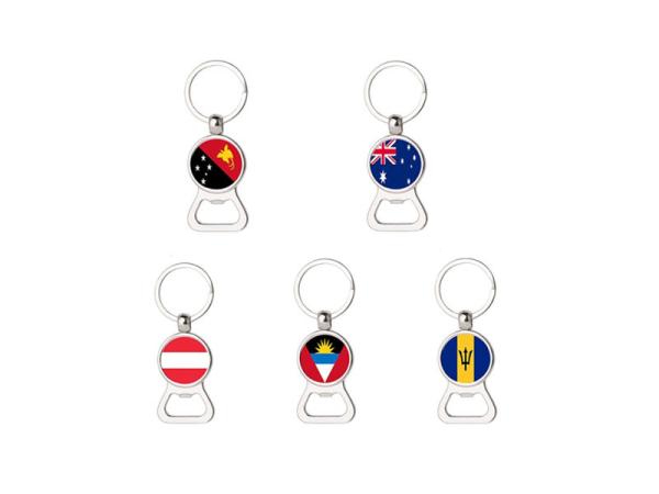 Custom personalized national holiday promotion printed country flag logo bottle opener key ring,