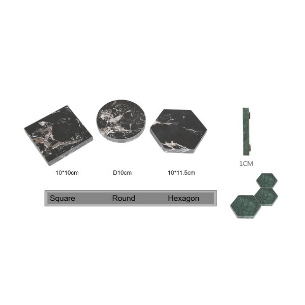 Regional Feature Marble Natural Round Square Hexagon White Cup Mat Coffee Tea Coasters for Drink Mats Pads Home Kitchen