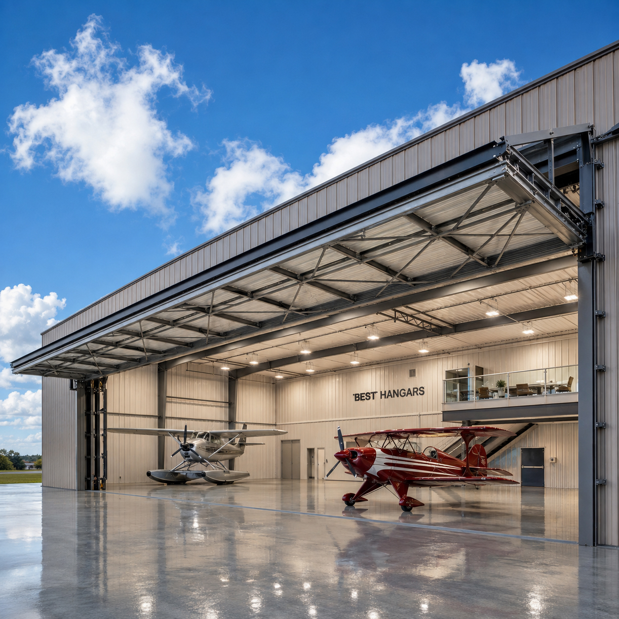 Hot Dip Galvanised Prefabricated Steel Structure Steel Hangar Buildings For Aircraft Storage