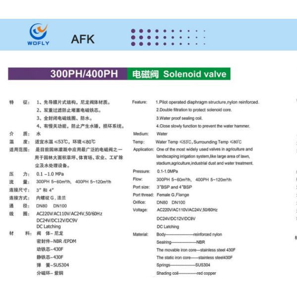 800Kpa Irrigation Solenoid Valve 3 Inch AC220 AC110V AC24V With Flange Connector