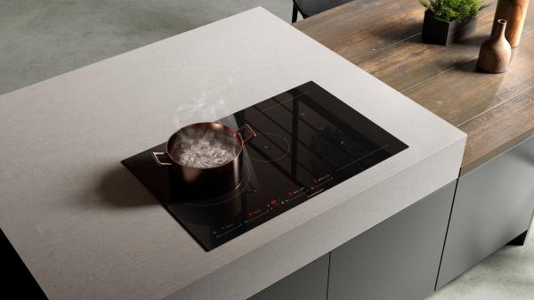 Armários de cozinha de melamina preta Armário de cozinha sob medida com mesa de ilha
