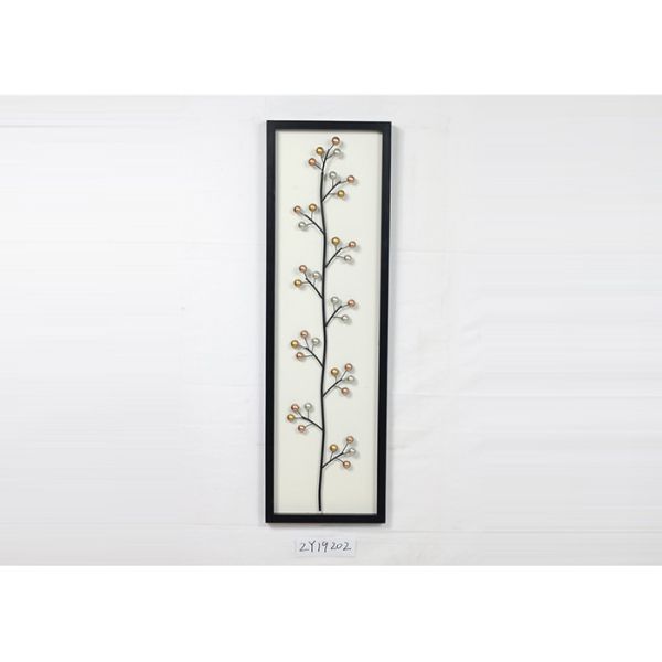 Wooden Framed Metal Floral Design Wall Art Decoration For Home Gallery Hotel