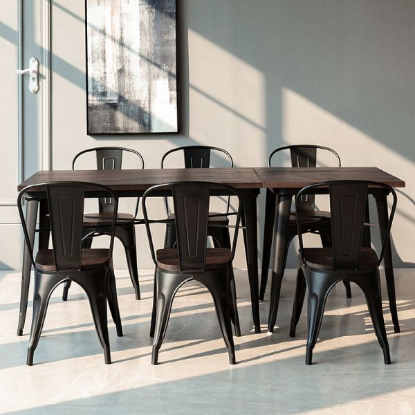 Restaurant Furniture Fast Food Coffee Loft Iron Wooden Dining Table for Restaurant Furniture Sets