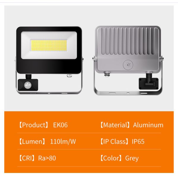 Прожектор безопасности IP65 водонепроницаемый горячая продажа светодиодный светодиод Алюминиевый корпус с датчиком движения для стены садовой улицы