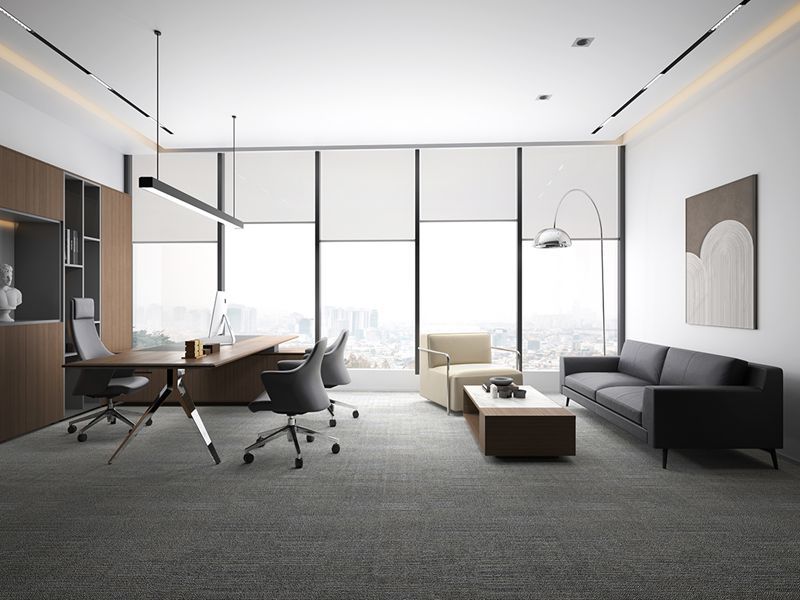 Metal Frame Executive Office Table Manager Office Table With Side Cabinet