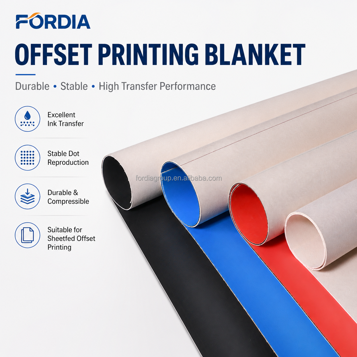 Eco Friendly Compressible Offset Printing Rubber Blanket For NP30 1288 UV30 RED UV BLACK