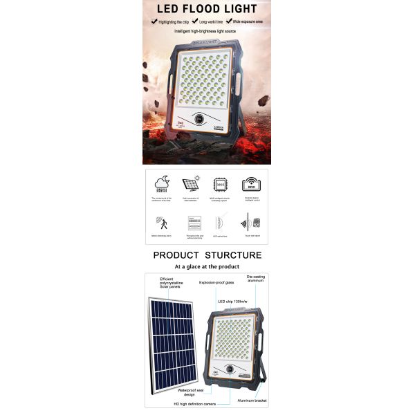 High Brightness Polycarbonate Solar Flood Lights Multi Power 400W 2600LM