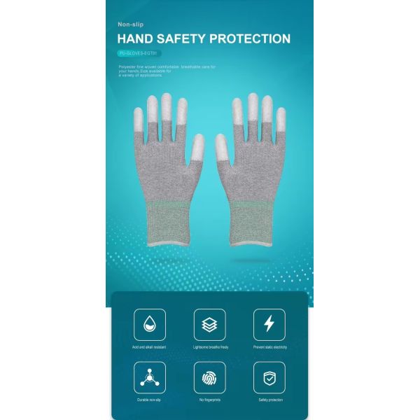 13G габаритная нейлоновая вязаная перчатка PU гладкое покрытие на пальмовых рабочих защитных перчаток