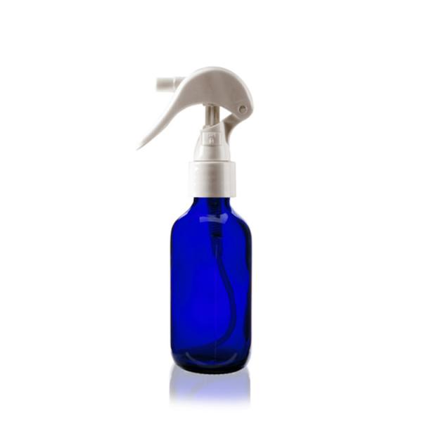 2 Oz Cobalt BLUE Boston Round Pump Bottles W/ Black Plastic Mini Trigger Spray