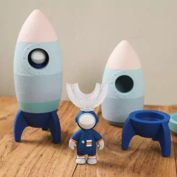 Silicone Baby Rocket Toy Teeth Brush Decoration Customized Color