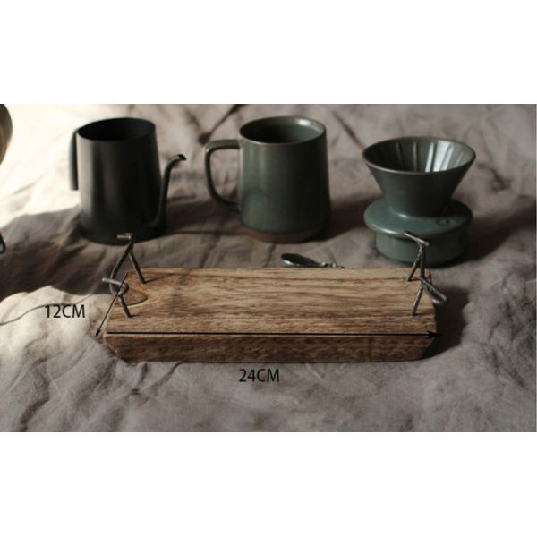Rustic Natural Wood Service Tray with Metal Handles OEM ODM Accepted