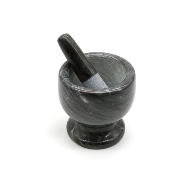 Black Marble Stone Mortar And Pestle Set For Spices Grinder Moisture Resistant