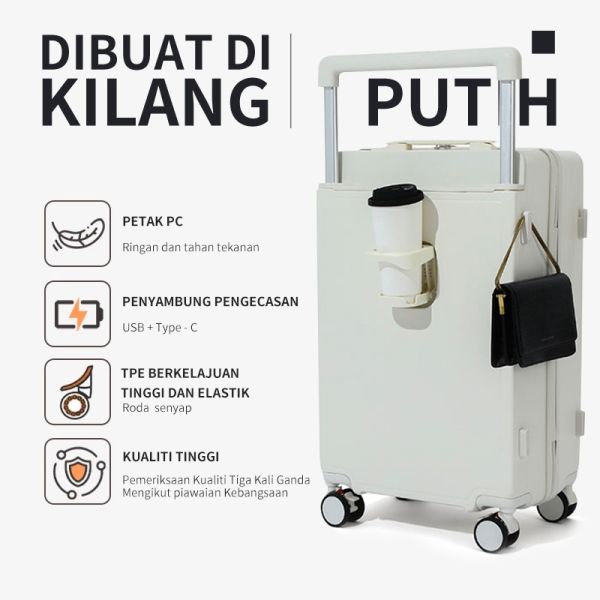 Valise PC 20/24/28 pouces Valise en aluminium avec roues à 360° et barre de chariot réglable bonne qualité voyage pratique