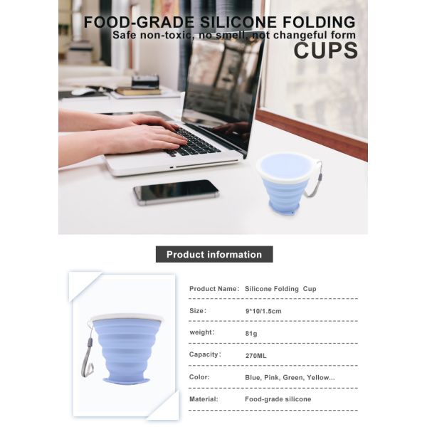 LFGB Standard 81g 270ML Collapsible Silicone Coffee Cup