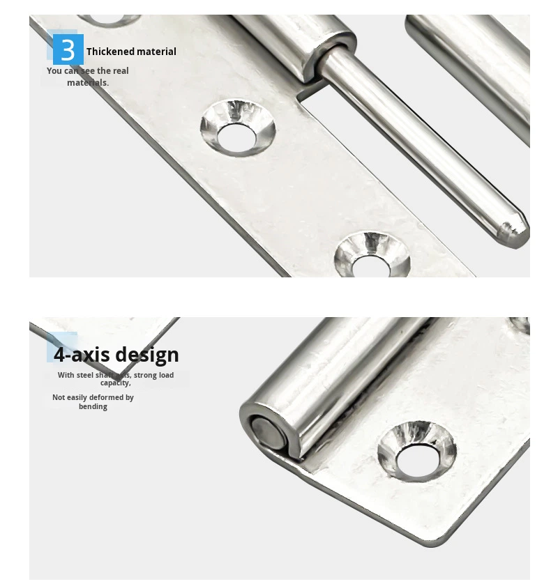 Xiongfeng Removable Detachable Stainless Steel Folding Door Hinge 4-Hole Bathroom Modern Simple Design Left/Right Loose Leaf No