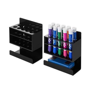 Black Acrylic Brochure Holders Wall Mounted Dry Wipe Whiteboard 10 Marker Slots Eraser Bracket