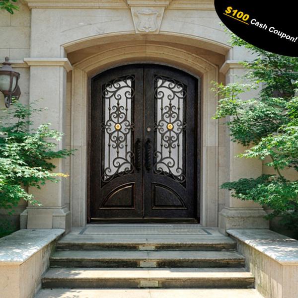 Luxury Main Wrought Iron Security Door , Exterior Metal Entrance Door