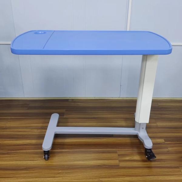 ABS Panel Medical Overbed Table Gas Spring Lift Mobile Hospital Bed Table
