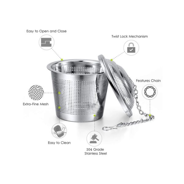 6.5cm/5cm/4.5cm Stainless Steel Basket Tea Strainer With Tray Replacement Tea Infuser Basket
