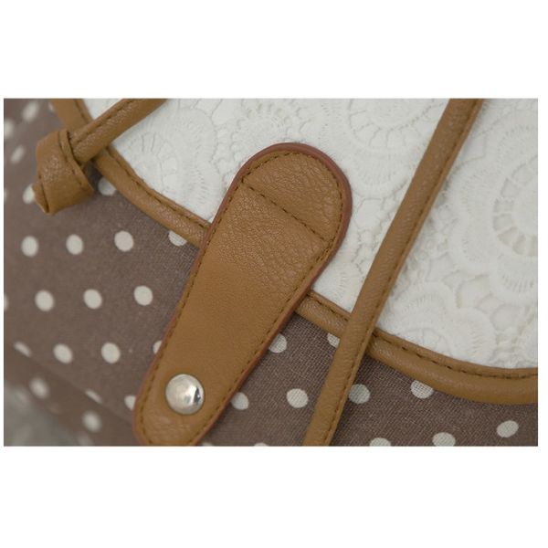 2016 new winter female European and American fashion jacquard material dot pattern lace embroidered backpack canvas bag