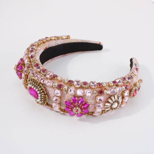 Baroque palace luxurious colorful diamond flower hair hoop headbands ladies ball gorgeous logo picture hair accessories