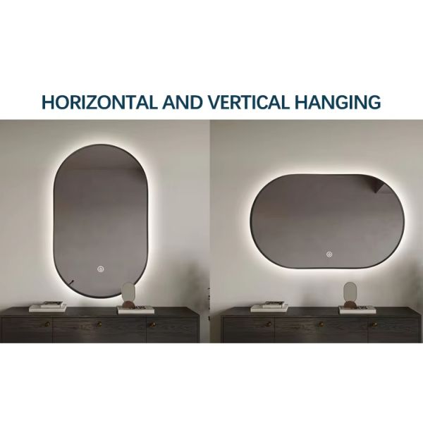 Luxury Wall Mounted LED Mirror IP66 Arched Touch Screen Bathroom Mirror