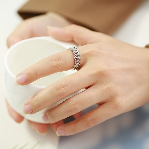 Hommes Femmes Argent Or Chaîne en acier inoxydable anneau 6 mm Avec incrustation de réglage invisible