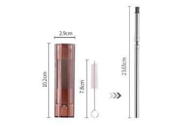 Paille pliante écologique d'acier inoxydable du Portable 8mm