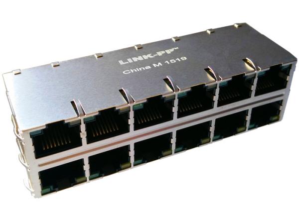 MD-15224TRU3-1 RJ45 multiport 2X6 10/100/1000 Base-T Through Hole