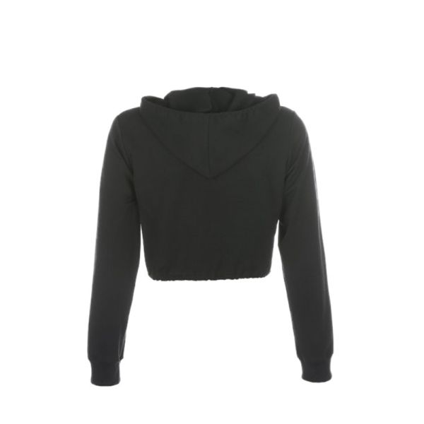 Custom Logo Women Cotton Casual Sweatshirt Spring Fall Drawstring Crop Top Zipper Hoodies