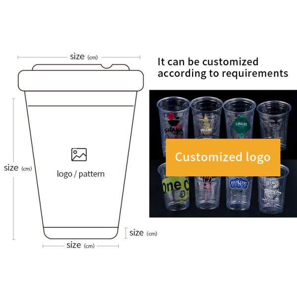 12 16 24 Oz PET Cold Drink Plastic Cold Cup with Flat Lid for Smoothies
