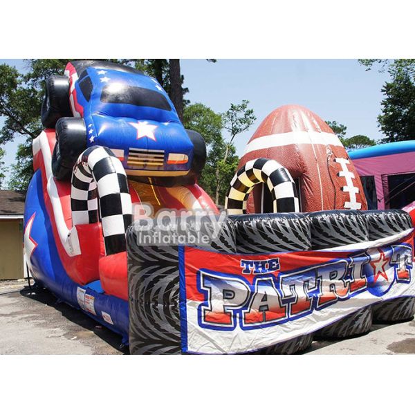 Giant Colorful Children 18ft Patriot Monster Truck Inflatable Slide With CE Certificate