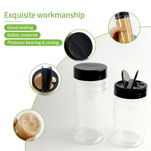 Clear PET Bottle BBQ Condiment Seasoning Plastic Salt Shakers Jar PET Spice Bottles Dry Food