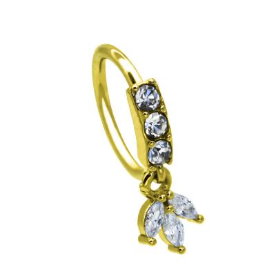 O ouro perfurando de oscilação da joia do nariz chapeou o titânio 316 G23 de aço inoxidável
