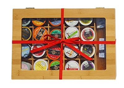 Recycled Durable Bamboo Wooden Tea Chest Boxes With Lid / Varnished Surface