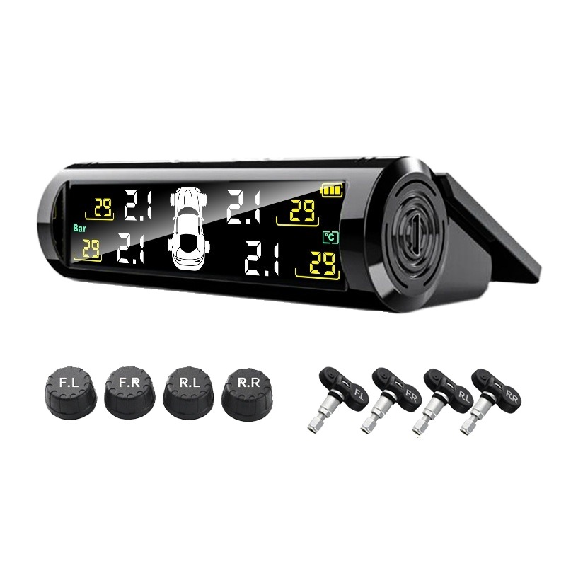 New Condition High Quality Plastic Car TPMS Tire Pressure Monitor with External Wireless Solar Sensor Universal JYS S7 12V