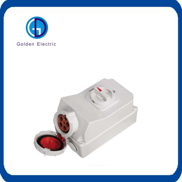 White IP67 63A Interlocked Socket Customization Small Size With Switch 3pins
