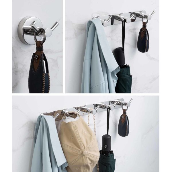 Wall Mounted Decorative Stainless Steel Hook Rack For Hanging Coats Backpack