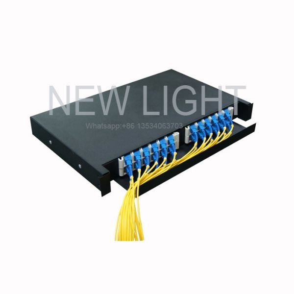 19''/23'' Rack Mount Slidable Drawer Fiber Optic Patch Panel with 12/24 Core for Easy Cable Management