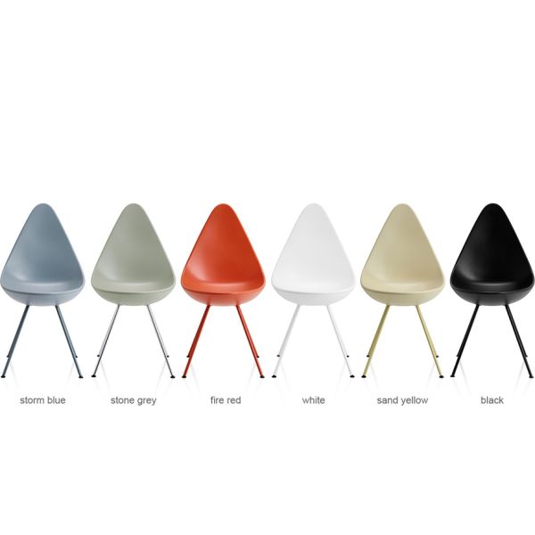 Arne Jacobsen Drop Fiberglass Dining Chair Modern Design For Living Room / Cafe